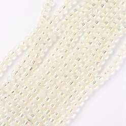 Light Goldenrod Yellow Electroplate Glass Bead Strands, Frosted, AB Color Plated, Round, Light Goldenrod Yellow, 6~6.5mm, Hole: 1mm, about 100pcs/strand, 23.6 inch