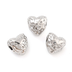 Платина Стойки обшивки латунные бусины, без кадмия и без свинца, долговечный, сердце, платина, 8x8x6.5 мм, отверстие : 2 мм