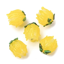 Желтый Бусины лэмпворк , тюльпан, желтые, 13~14.5x13~15 мм, отверстие : 1.4 мм