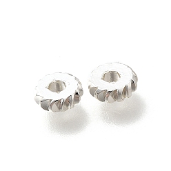 Серебро Латунные бусины, без кадмия, без никеля и без свинца, плоско-круглые, серебряные, 6x2 мм, отверстие : 1.8 мм