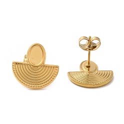 Настоящее золото 18K Ионное покрытие (ip) 304 полукруглые серьги-гвоздики из нержавеющей стали, реальный 18 k позолоченный, 14x14.5 мм