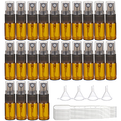 Шоколадный Пустые переносные стеклянные баллончики с распылителем, распылитель мелкого тумана, с крышкой от пыли abs, многоразовая бутылка, цвет шоколада, 16x55 мм, мощность: 3мл, 38 шт / коробка