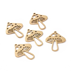 Золотой Осенняя тема 201 подвески из нержавеющей стали, лазерная резка, вакуумное покрытие pvd, гриб, золотые, 25x20x1 мм, отверстие : 1.5 мм