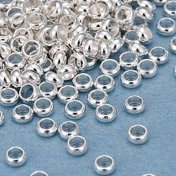 Серебро 201 из нержавеющей стали разделительные бусины, рондель, серебряные, 2.5x1 мм, отверстие : 1.5 мм
