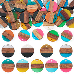 (52) Непрозрачная лаванда 36 шт. 9 Цвета: прозрачная и непрозрачная смола и подвески из орехового дерева, плоско-круглые, разноцветные, 18.5x3.5 мм, отверстие : 2 мм, 4 ПК / цветов