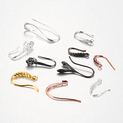 Mixed Color Random Mixed Brass Earring Hooks, Ear Wire, Mixed Color, 20~28x7~10mm, Hole: 3~4mm, Pin: 0.8~1mm
