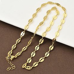 Настоящее золото 18K Овальные звенья цепи с полым сердцем из латуни для женщин, стойки покрытие, долговечный, без свинца и без кадмия, реальный 18 k позолоченный, 18.35 дюйм (46.6 см)