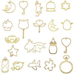 Golden Alloy Open Back Bezel Pendants, For DIY Epoxy Resin, Golden, 8.2x8.2x2.7cm, 40pcs/set