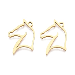 Настоящее золото 18K Ионное покрытие (ip) 201 подвески из нержавеющей стали, лошадь, без никеля , реальный 18 k позолоченный, 22x17x1.5 мм, отверстие : 1.8 мм