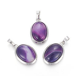 Натуральный Агат Природные подвески агат, с латунной фурнитурой , овальные, платина, 25~26x17~17.5x8~9 мм, отверстие : 8x5 мм