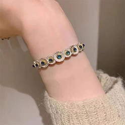 Серебро Браслеты-манжеты из сплава ромашки для женщин, серебряные, внутренний диаметр: 2-1/4x1-7/8 дюйм (5.6x4.8 см)