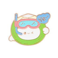 Human Эмалевые значки из сплава с кокосовой тематикой, светло-золотистые застежки для значков на лацкан для рюкзака или одежды, золотой свет, желто-зеленые, дайвер, 24x30 мм