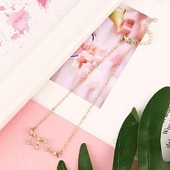 Лео Двенадцать созвездий сплава хрустальные стразы звенья цепи браслеты для ног для женщин, золотые, Лев, 8-1/4 дюйм (210 мм)