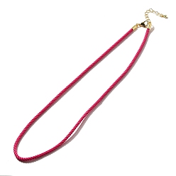 Темно-Розовый Изготовление ожерелья из нейлонового миланского шнура, с латунной фурнитурой и карабинами из нержавеющей стали, золотые, долговечный, темно-розовыми, 17.91~18.31 дюйм (45.5~46.5 см)