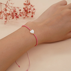 Pink Плетеные браслеты из стеклянных бусин в богемном стиле, натуральные украшения из ракушек для женщин, сердце, розовые