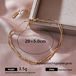 Golden Vintage Style 304 Stainless Steel ball Snake Chain 2-Strand Necklaces for Women, Golden, 7.87 inch(20cm)