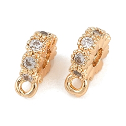 Настоящее золото 18K Латунные поручни из кубического циркония с микропаве, реальный 18 k позолоченный, 8x6x2 мм, отверстие : 1 мм, внутренний диаметр: 2 мм