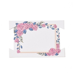 Pink Прямоугольные бумажные резинки для волос, открытки с цветочными украшениями для резинок для волос, розовые, 8.05x12x0.05 см