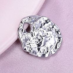 Нержавеющая Сталь Цвет Не тускнеющие 304 подвески из нержавеющей стали, фактурный овальный шарм, цвет нержавеющей стали, 22x19 мм