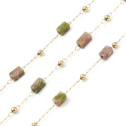 Настоящее золото 18K Ионное покрытие (ip) 304 звенья цепи из нержавеющей стали, бусины и катушка из натуральных драгоценных камней, пайки, реальный 18 k позолоченный, 6.5x2.5x2.5 мм, около 32.81 футов (10 м) / рулон