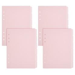 Pink Пластиковые разделители для папок, 6 Вкладка индексной страницы с отверстиями для планировщика, блокнота и переплетных листов., прямоугольные, розовые, 211x158x0.2 мм, отверстие : 6 мм, 6 шт / комплект