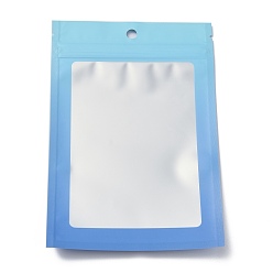Синий Пластиковая сумка с замком на молнии, сумки для хранения градиентного цвета, мешок с самоуплотнением, верхнего уплотнения, с окном и вешалкой, прямоугольные, синие, 18x12x0.25 см, односторонняя толщина: 3.9 мил(0.1мм), 95~100 шт / пакет