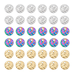 (52) Непрозрачная лаванда 36 шт. 3 цветное ионное покрытие (ip) 304 подвески из нержавеющей стали, , плоский круглый шарм, разноцветные, 8x1 мм, отверстие : 1.2 мм, 12 шт / цвет