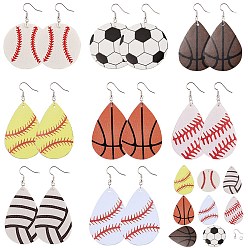 (52) Непрозрачная лаванда Сделай сам наборы сережек, с подвесками из искусственной кожи, латунные крючки для серьги и железные кольца, разноцветные, 55x38.5x2 мм, отверстия: 1.5 mmМ