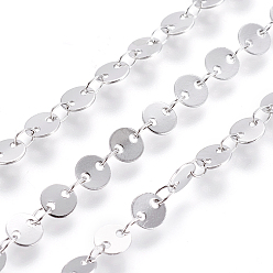 Нержавеющая Сталь Цвет Устойчивы к потускнению 304 цепи из нержавеющей стали, плоские цепочки с пайетками, пайки, с катушкой, плоско-круглые, цвет нержавеющей стали, 5x0.5 мм, около 32.8 футов (10 м) / рулон