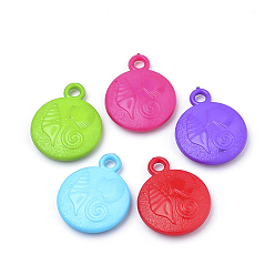 Mixed Color Opaque Acrylic Pendants, Flat Round, Mixed Color, 25x20x5mm, Hole: 3mm, about 398pcs/500g