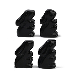 Обсидиан Украшения из натурального обсидиана в виде кролика, фигурка для украшения дома, фен-шуй энергетический камень подарок для домашнего офиса украшение рабочего стола, 25.5~27.5x16.5~19.5x11.5~12.5 мм