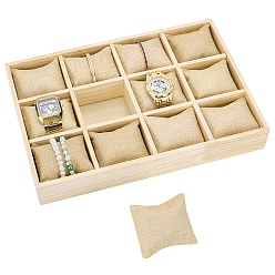 Мокасин 12 Деревянные подносы для демонстрации часов с подушками, подставки для хранения наручных часов, прямоугольные, мокасин, 35.1x24x5 см, Внутренний диаметр: 8x7.2 cm