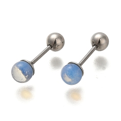 Опал 201 из нержавеющей стали ухо пробки датчики, с опалитом и 304 штифтом из нержавеющей стали, круглые, 15x4 мм