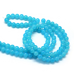 Medium Turquoise Baking Painted Imitation Jade Glass Round Bead Strands, Medium Turquoise, 10~10.5mm, Hole: 1.5mm, about 85pcs/strand, 31.4 inch