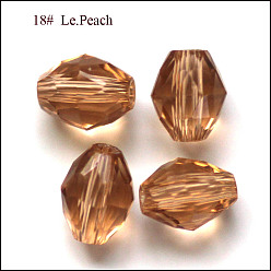 Персиковый Слойка Имитация Австрийские кристаллические шарики, класс AAA, граненые, овальные, розовые, 8x6 мм, отверстие : 0.7~0.9 мм