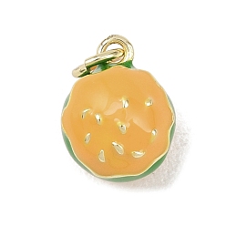 Hamburger Латунь эмаль подвески, золотые, гамбургер, 12x10x9.5 мм, Перейти кольцо: 5x0.8 мм, внутренний диаметр: 3.2 мм