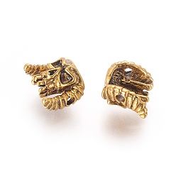 Античное Золото Сплавочные овальные бусины тибетского стиля , череп, античное золото , 9.5x11x6.5 мм, отверстие : 1.5 мм