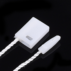 Creamy White Polyester Cord with Seal Tag, Plastic Hang Tag Fasteners, Creamy White, 185~195x1mm, about 850pcs/bag