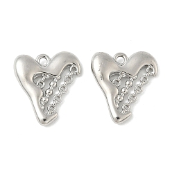 Платина Подвески из сплава , сердце, стойки покрытие, платина, 19.5x17.5x4 мм, отверстие : 1.8 мм
