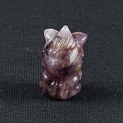 Аметист Резные статуэтки единорога из натурального аметиста, статуи для украшения рабочего стола для домашнего офиса, 20x35 мм