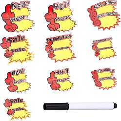 Mot 10 sacs 10 style forme explosive et mots vierges étiquettes de prix de vente, avec stylo effaçable en plastique 1pcs, pour le commerce de détail, le commerce favorise l'affichage, or, 18~25x14~19x0.03 cm, 10 pcs /sachet , 1 sac / style
