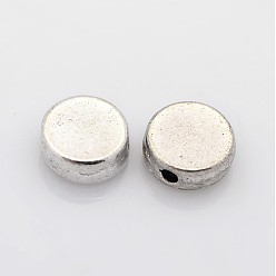 Antik Silber Farbe Tibetischer stil legierung perlen, Cadmiumfrei und Nickel frei und Bleifrei, Flachrund, Antik Silber Farbe, 7x3 mm, Bohrung: 1 mm