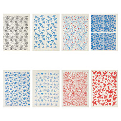 Mixed Shapes 8Pcs 8 Styles Paper Ceramic Decals, Pottery Ceramics Clay Transfer Paper, Underglaze Flower Paper, Mixed Shapes, 530~540x378~380x0.1mm, 1pc/style