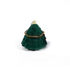 Green Velvet Rings Jewelry Box, Christmas Tree, Green, 6x6x7cm