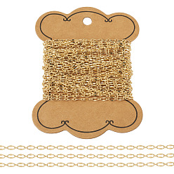 Настоящее золото 14K 5м латунных звеньев цепи, несварные, с карточной бумагой, реальный 14 k позолоченный, ссылка: 2.5~5x2~5.5x0.2~0.5 mm, 5м / комплект