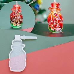 White DIY Christmas Lights Silicone Statue Molds, Resin Casting Molds, Clay Craft Mold Tools, Snowman, White, 70x50x11mm, Hole: 5mm