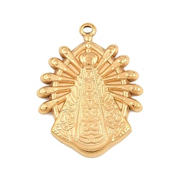 Золотой 304 подвески из нержавеющей стали, прелести Nossa Señora Aparecida, золотые, 29x22x2.5 мм, отверстие : 1.2 мм