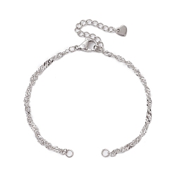 Нержавеющая Сталь Цвет 304 изготовление браслетов из нержавеющей стали в сингапурском стиле, с сердечками на конце, цвет нержавеющей стали, 6-5/8 дюйм (16.9 см)