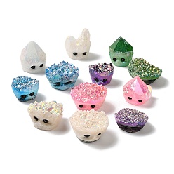 (52) Непрозрачная лаванда Гальваника натуральный кристалл кварца кластер статуэтка ежа статуя медитация вечерние подарки украшения, разноцветные, 32~50x31~50x20~40 мм