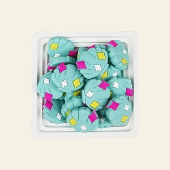 Turquoise Food Grade Silicone Focal Beads, Shell, Turquoise, 25x29mm